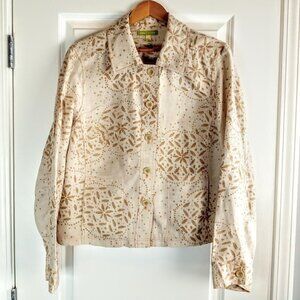 Sigrid Olsen Cream Tan Peach Linen Jacket